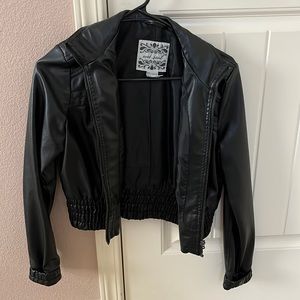 Wet Seal Cropped Faux Leather Jacket